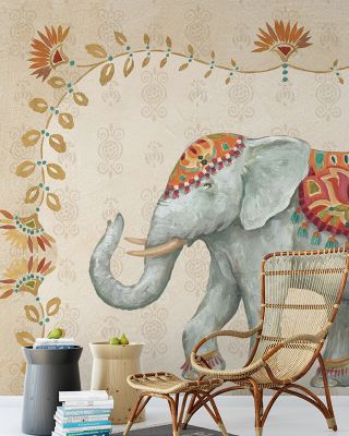 Indian Elephant Tapestry Design Wallpaper