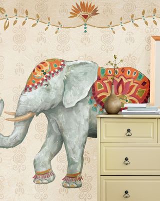 Indian Elephant Tapestry Design Wallpaper