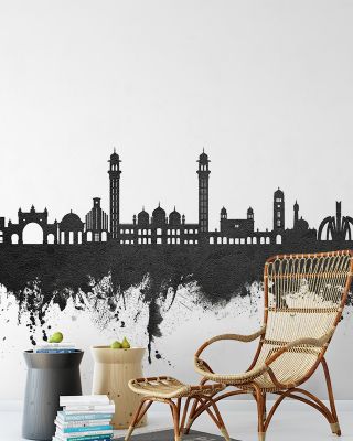 Faislabad Pakistan Skyline Black & White Wallpaper