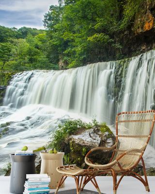 Tranquil Falling Water Scenic Wallpaper