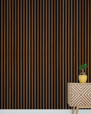 Faux Slatted Wood Panel Rustic Wallpaper