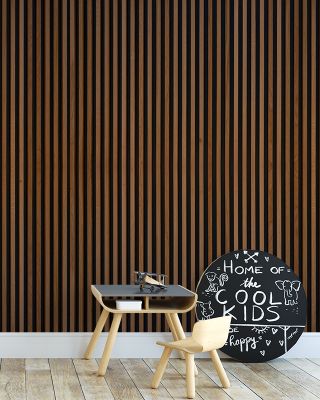 Faux Slatted Wood Panel Rustic Wallpaper