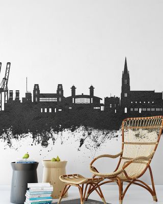 Felixstowe England Skyline Black & White Wallpaper