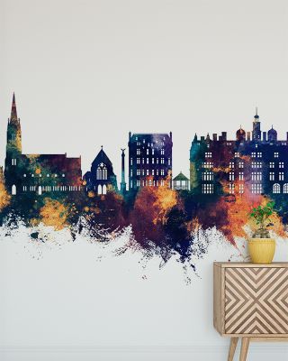 Felixstowe England Skyline Blue & Bronze Wallpaper