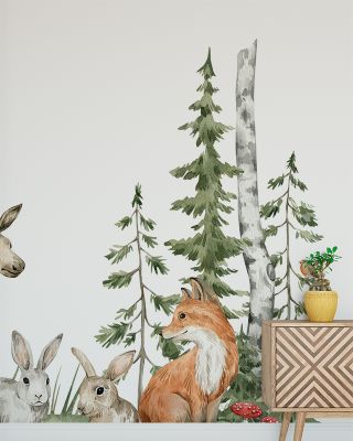 Whimsical Fir Forest Pals Wallpaper