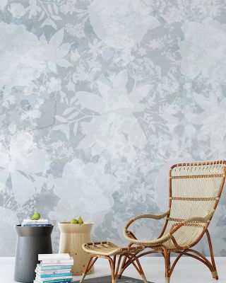 Artistic Flower Silhouette Blue Wallpaper