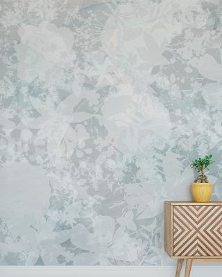 Artistic Flower Silhouette Blue Wallpaper