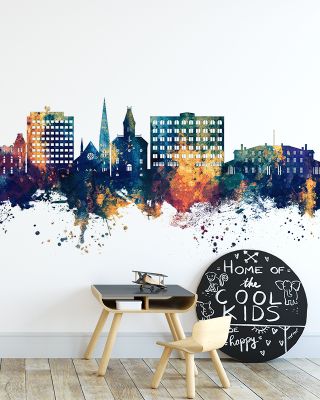 Fredericton Canada Skyline Blue & Bronze Wallpaper