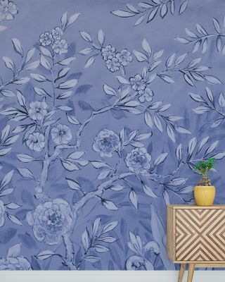 French Garden All Blue Floral Wallpaper