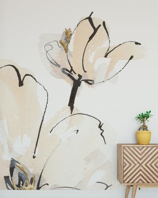 Greige Magnolias II Floral Wallpaper