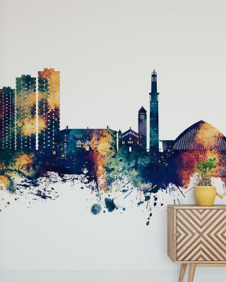 Grenoble Skyline Blue & Bronze Wallpaper