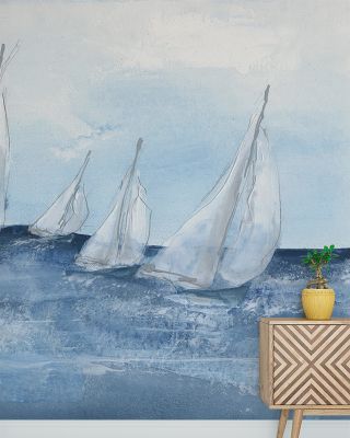 Group Sail Waves Nautical Wallpaper