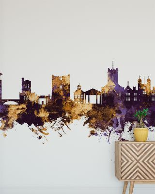 Guildford England Skyline Purple & Gold Wallpaper