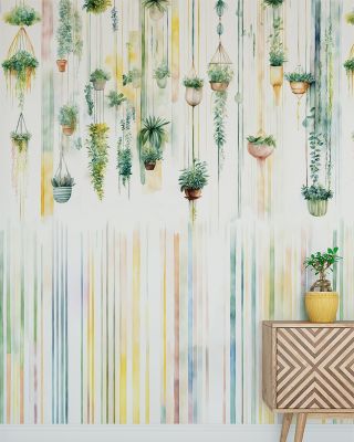 Hanging Watercolor Gardens Colorful Wallpaper
