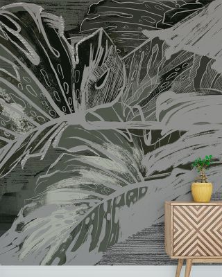 High Grunge Leaves Abstract Wallpaper