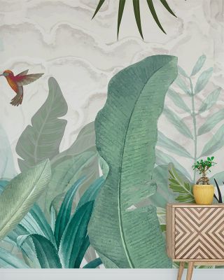 Hummingbird Unfinished Floral Wallpaper