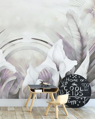 Irises and Feathers Smoke Wallpaper
