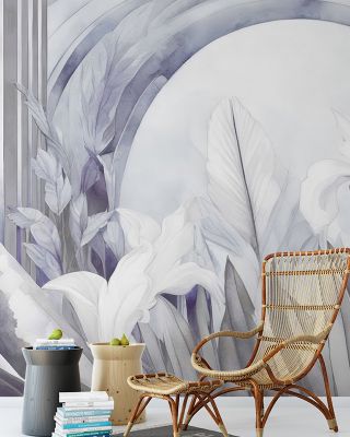Irises at Sunrise Purple Floral Wallpaper