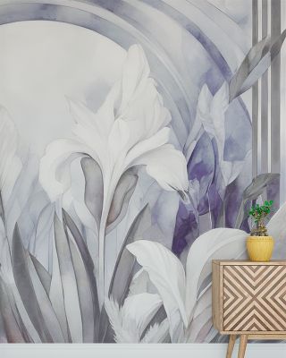 Irises at Sunrise Purple Floral Wallpaper