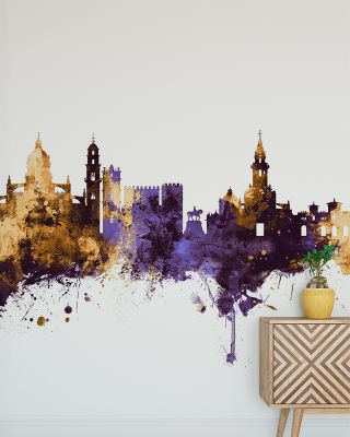 Jerez Spain Skyline Purple & Gold Wallpaper