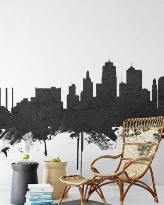 Kansas City Missouri Skyline Black & White Wallpaper