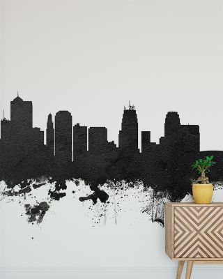 Kansas City Missouri Skyline Black & White Wallpaper