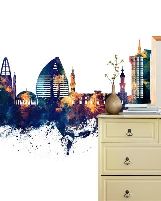 Khartoum Sudan Skyline Blue & Bronze Wallpaper