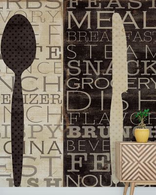 Kitchen Words Trio Typography Wallpaper