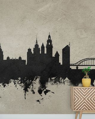 Krakow Skyline Concrete Wallpaper