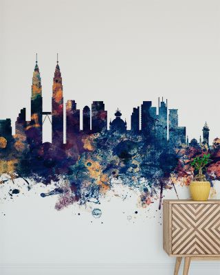 Kuala Lumpur Skyline Blue & Bronze Wallpaper