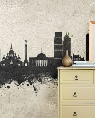 Kyiv Ukraine Skyline Concrete Wallpaper