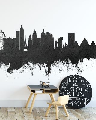 Las Vegas Nevada Skyline Black & White Wallpaper