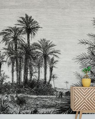 Les Palmiers Botanical Wallpaper