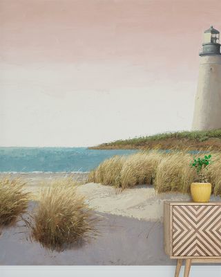 Lighthouse By The Sea Coastal Wallpaper
