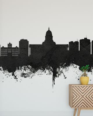 Madison Wisconsin Skyline Black & White Wallpaper
