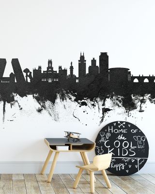 Madrid Skyline Black & White Wallpaper