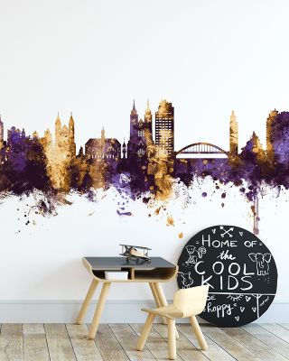 Magdeburg Germany Skyline Purple & Gold Wallpaper