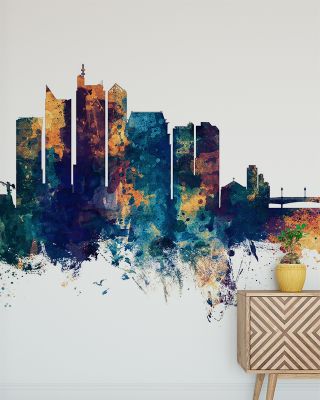 Manila Philippines Skyline Blue & Bronze Wallpaper