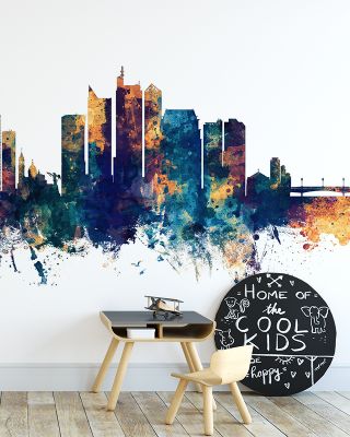 Manila Philippines Skyline Blue & Bronze Wallpaper
