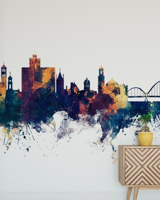 Middlesbrough England Skyline Blue & Bronze Wallpaper