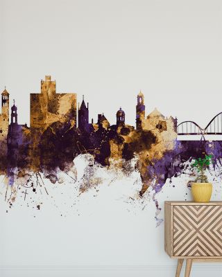 Middlesbrough England Skyline Purple & Gold Wallpaper