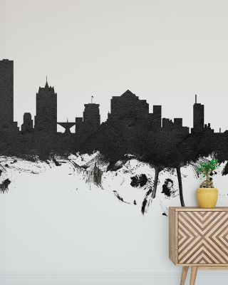 Milwaukee Wisconsin Skyline Black & White Wallpaper