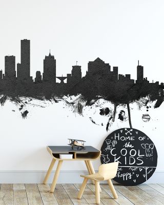 Milwaukee Wisconsin Skyline Black & White Wallpaper