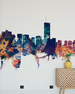 Montreal Canada Skyline Blue & Bronze Wallpaper