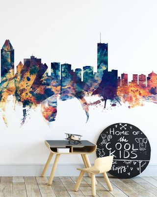 Montreal Canada Skyline Blue & Bronze Wallpaper