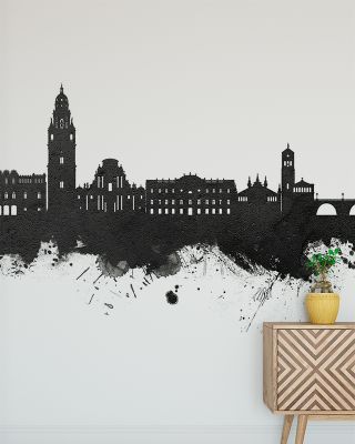 Murcia Spain Skyline Black & White Wallpaper
