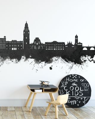 Murcia Spain Skyline Black & White Wallpaper