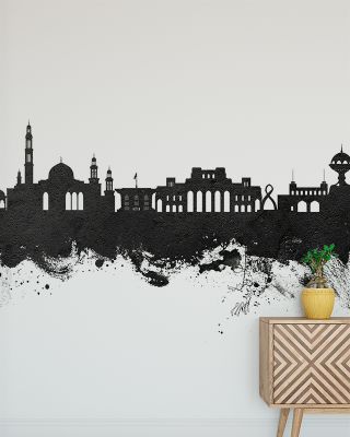 Muscat Oman Skyline Black & White Wallpaper