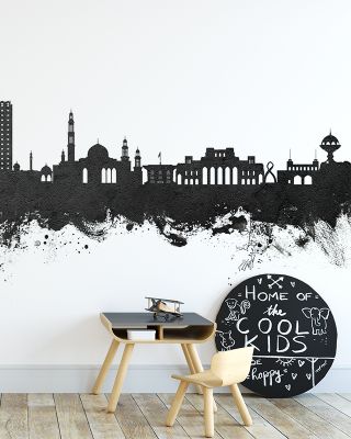 Muscat Oman Skyline Black & White Wallpaper