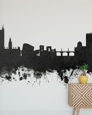 Newport Wales Skyline Black & White Wallpaper